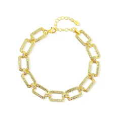 Pozlacený stříbrný náramek zdobený zirkony SVLB0886SH2GO18