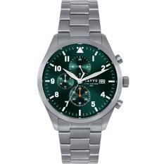 LAVVU Pánské titanové hodinky PILOT Chronograph Emerald Green 100M Sapphire LWM0291