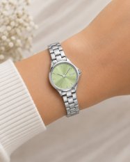 MINET Stříbrno-zelené dámské hodinky CÉLINE s ocelovým řemínkem MWL5602