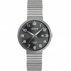 Titanové pružné hodinky s vodotěsností 100M LAVVU LUNDEN Black LWM0222