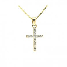 Zlatý křížek zdobený zirkony KO-246811071