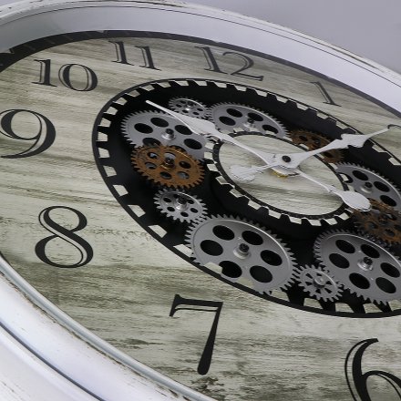 Velké hodiny v retro stylu s motivem dřeva E01.4057.00