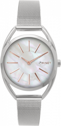 MINET Stříbrné dámské hodinky ICON PEARL MESH MWL5210