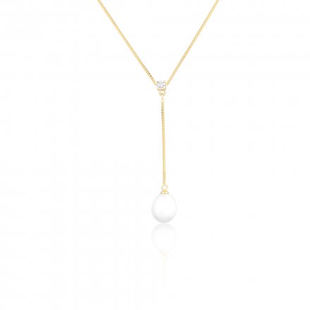 Stříbrný náhrdelník s perlou pozlacený SVLN0559SD2GP45