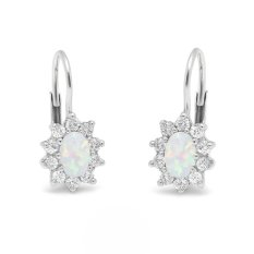 Dámské náušnice z bílého zlata s opálem KLON-273