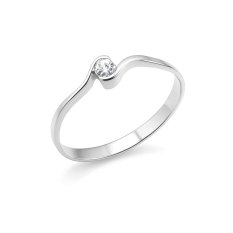 Jednoduchý prsten z bílého zlata se zirkonem HELP-135B52