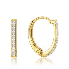 MINET Zlaté náušnice na patent s bílými zirkony JMG0008WGE01