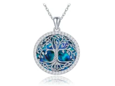 MINET Stříbrný náhrdelník strom života se zirkony a perletí JMAN5027SN45