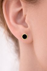 MINET Elegantní zlaté náušnice s onyxem JMG0304BGE00