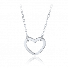 MINET Elegantní stříbrný náhrdelník srdce JMAS0236SN45