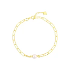 Pozlacený stříbrný náramek s perlou SVLB0545XF3GP18