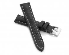 Luxusní černý kožený řemínek Diloy Premium 395.24.1.22 - 24 mm