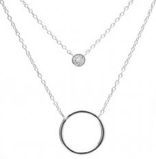 Stříbrný dvojitý náhrdelník se zirkonem N0000372