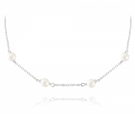 Stříbrný náhrdelník MINET s přírodními perlami JMAS7029SN45