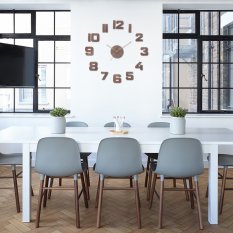 Dřevěné nalepovací designové hodiny tmavě hnědé PRIM Veneer - C E07P.4258.54