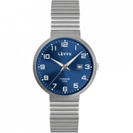 Titanové pružné hodinky s vodotěsností 100M LAVVU LUNDEN Blue LWM0221
