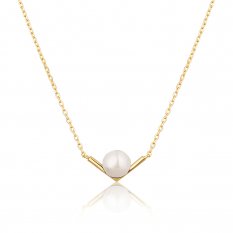 Stříbrný náhrdelník s perlou pozlacený SVLN0560SD2GP45