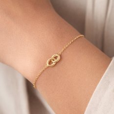 MINET Zlatý náramek spojené kroužky JMG0297WGB17