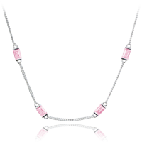 MINET Stříbrný náhrdelník s růžovými zirkony JMAS0243PN42