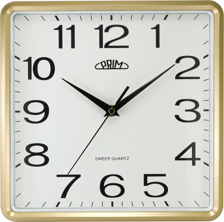 Hranaté plastové hodiny bílé/zlaté PRIM Square 20 - E01P.4053.8000