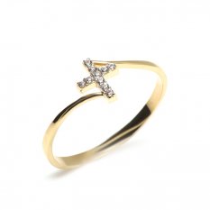 Zlatý prsten s křížkem RA003279