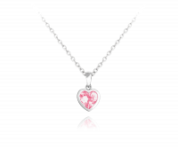 Stříbrný náhrdelník MINET SRDÍČKO s růžovým zirkonem JMAD0015PN40