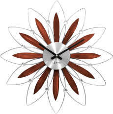 LAVVU Dřevěné stříbrné hodiny CRYSTAL Flower LCT1111