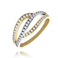 MINET Luxusní zlatý prsten s bílými zirkony JMG0212WGR17