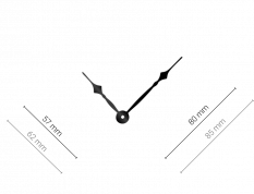 Střední černé hliníkové ručičky na hodiny Antik 80 mm | 57 mm APH005B