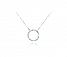 Stříbrný náhrdelník MINET KROUŽEK s bílými a modrými zirkony JMAN0140EN45