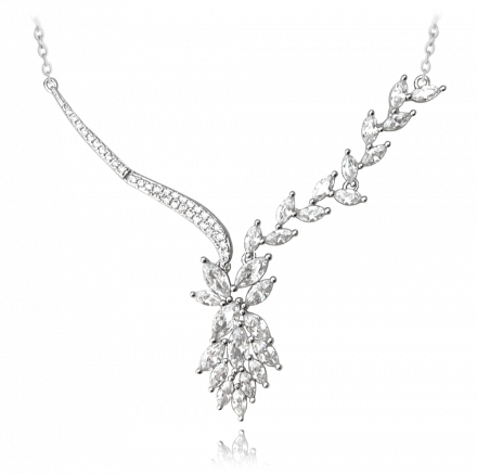 MINET Luxusní stříbrný náhrdelník s velkými zirkony JMAS0134SN45