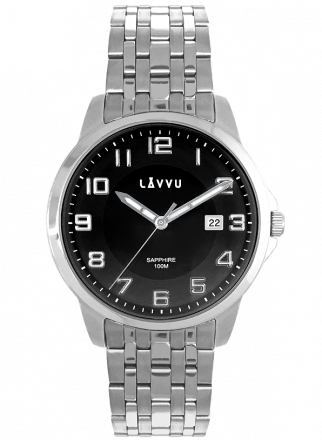 Pánské hodinky se safírovým sklem LAVVU NARVIK Black LWM0103
