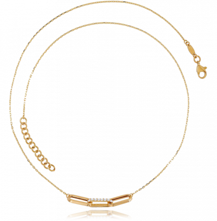 MINET Zlatý náhrdelník kroužky se zirkony JMG0127WGN48