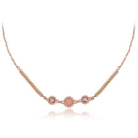 MINET Zlatý náhrdelník z růžového zlata s kameny JMG0154WRN48