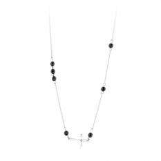 Stříbrný náhrdelník s ležícím křížkem SVLN0186XH2ON45