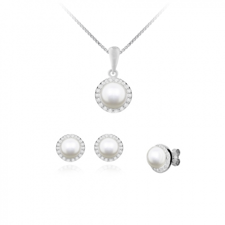 Stříbrný set s perlou S0000213