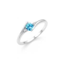 MINET Elegantní stříbrný prsten s modrým zirkonem JMAN0046BR51