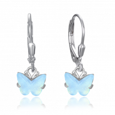 MINET Třpytivé stříbrné náušnice modří motýlci JMAD0050AE00