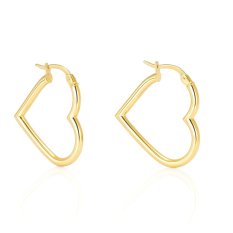 Zlaté kruhové náušnice ve tvaru srdce HELN-140Z