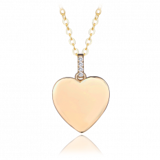 MINET Pozlacený stříbrný náhrdelník SRDCE s bílými zirkony JMAS0209GN45