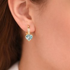 Zlaté náušnice s topazem SRDCE EAG00149