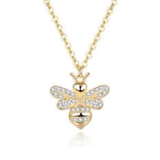 MOISS stříbrný náhrdelník VČELA GOLD N0000670