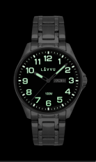 Ocelové pánské hodinky LAVVU BERGEN Black se svítícími čísly LWM0142
