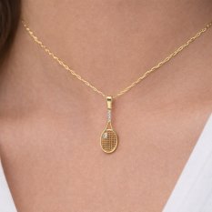 Zlatý přívěsek tenisová raketa se zirkony HELP-062