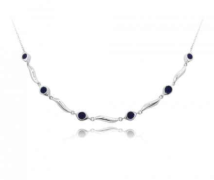 MINET Elegantní stříbrný náhrdelník s modrými zirkony JMAS0137BN45
