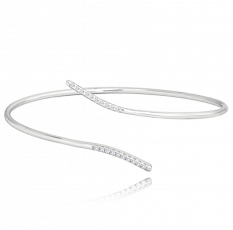 MINET Elegantní pevný stříbrný náramek s bílými zirkony JMAS0201SB17