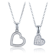 MINET Stříbrný set náhrdelníků se srdíčkem - matka a dcera JMAS0317SN00