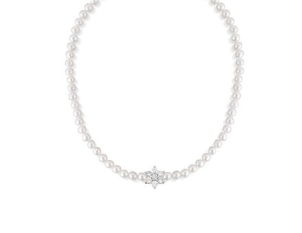 Perlový stříbrný náhrdelník se zirkony AGS1633/47P