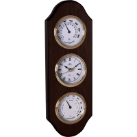 Dřevěné nástěnné hodiny s teploměrem a vlhkoměrem E06P.3894.54