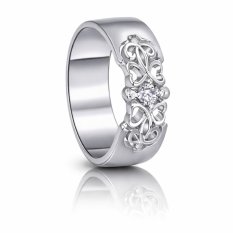 Stříbrný snubní prsten s filigránovým srdcovým motivem a zirkonem Bridgite 044W925AG52